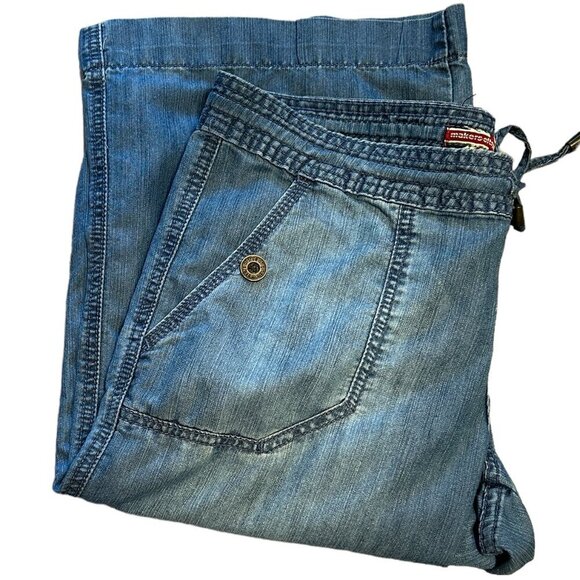 Makers of True Originals Denim - Makers of True Originals Cropped Patch Pocket Jeans Shorts Size 33 Tie Waist